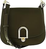 Michael Kors Women's Large Delfina Rolex Leather Saddle Bag Shoulder Satchel - Olive