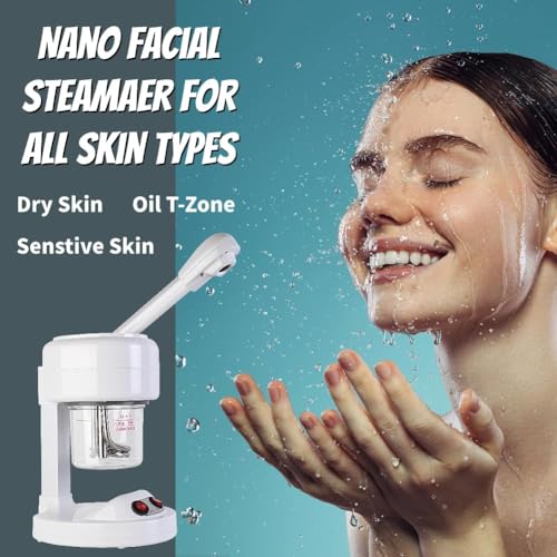 Excefore Portable 3-in-1 Ozone Facial Steamer - Personal Care Humidifier & Essential Oil Steamer with Rotatable Arm - Ideal for Home or Salon Use, White