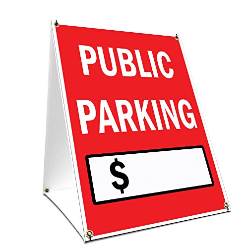 A-Frame Sidewalk Public Parking with Price Sign with Graphics On Each Side | 18…