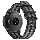Fintie for Garmin Fenix 6 5 Band, Soft Woven Nylon Sport Strap Replacement Wristband for Garmin Fenix 6 Pro and Sapphire Edition/Fenix 5 / Forerunner 935 945 / Instinct Smart Watch, (Black/Grey)