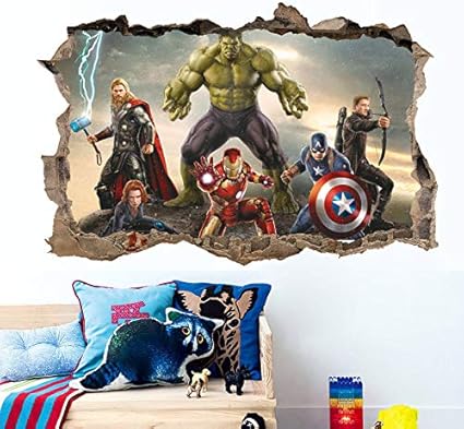 Hulk Iron Man Capitaine America Thor Stickers Muraux Amovibles Autocollant Des Gamins Decoration De Maison Chambre De Bebe Garcons Filles Garderie Amazon Fr Bebes Puericulture