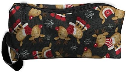Cute Reindeer And Snowflakes Makeup Cosmetics Pouch Travel Hanging Organizer Kit Bag