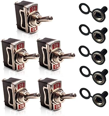 MGI SpeedWare Latching Toggle Switches ON/Off/ON 5-Pack with Waterproof Boots, 3-Pin SPDT