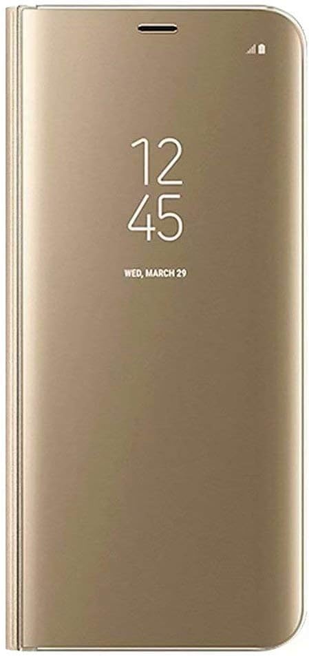 FANFO® Stand Case for Huawei P40 Lite/Nova 7i, Plating Ultra Slim Fit Mirror Makeup Flip Case, View Translucent Full-body Protective Cover For Huawei P40 Lite/Nova 7i, Gold