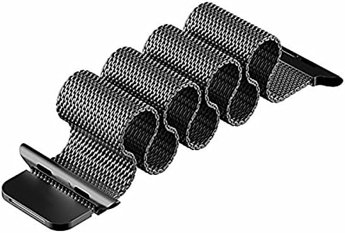 GKKIOO Replacement Mesh Stainless Steel Band for Apple Smart Watch-Black