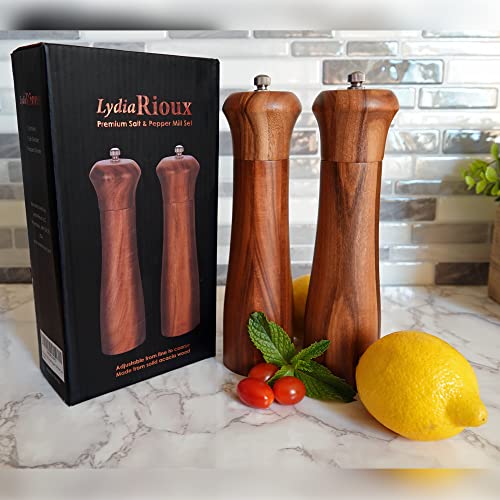 Wooden Salt and Pepper Grinder Set Premium Acacia Wood Grinders with