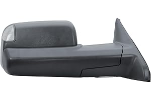 LONGLING Passenger Right Side Door Towing Mirror Black Back Cover Power and Heated Glass with Turn Signal Light and Puddle Light Manual Folding and Temperature Sensor For Ram 1500 2500 3500 2009-2018
