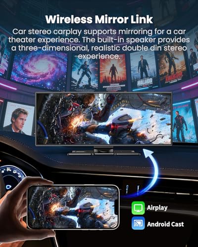 11.5" Wireless CarPlay Screen for Car–Portable A-pple Carplay & Android Auto Touchscreen Car Stereo with App Control, 4K Dash Cam, Backup Camera, GPS, Mirror Link, Voice Control,for All Vehicles