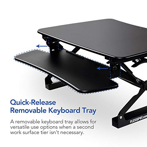 Flexispot M2b Standing Desk Converter 35 Inch Wide Platform Height Adjustable Stand Up Desk Riser With Removable Keyboard Tray Medium Size Black In Dubai Uae Whizz Computer Workstations