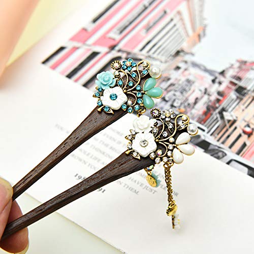 Monrocco Wooden Hair Stick Chinese Hair Chopsticks for Hair DIY Accessory