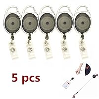 Simple Carabiner Badge Holders,Dealzip Inc Pretty Carabiner Badge Holders Black Translucent Carabiner Badge Holder Retractable Reels for ID Badge Holder Key Cards and Drive Cards?Carabiner Style-5pcs