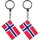 QQSD Norway Flag Keychain Norwegian Key Ring, 2 Pack