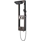 Shower Shower Set, Intelligent Digital Display Shower Head, Double-Layer Widened Storage Table, Suitable for Adult Bathroom (Gray hot and Cold)