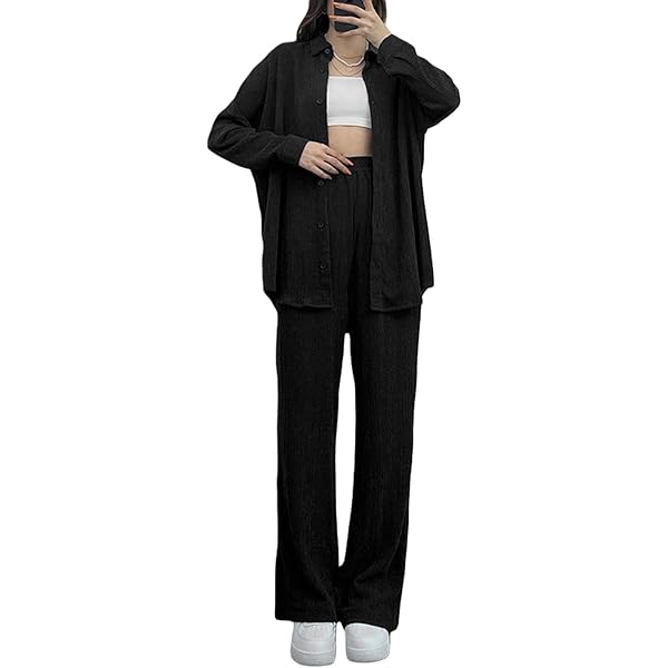 2-Piece Women's Outfits Soft Stretch Blue Casual Lapel Half Zip Sweatshirt Wide Leg Pants Tracksuit Set