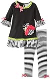 Rare Editions Little Girls' Ladybug Applique Stripe Set