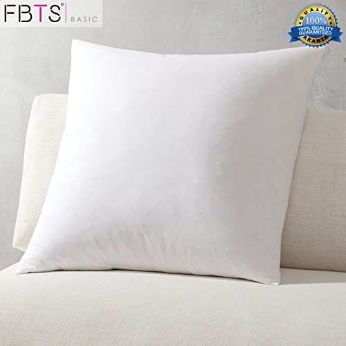 Pillow Insert 18 x 18 Inches Square Sham Stuffer Down Alternative Decorative Cushion Premium Hypoallergenic Polyester Cotton Indoor Sofa and Bed Pillows by FBTS Basic