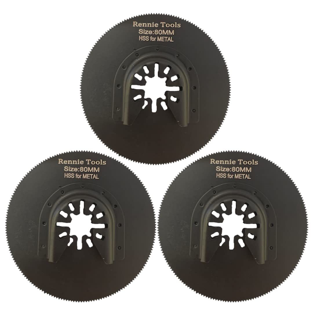 Pack of 3 x 80mm Round Oscillating Multi Tool Blades/Wood Cutter Saw Blades Set Compatible with Dremel Fein Multimaster Makita Stanley Worx Dewalt Multi Tool Etc Oscillating Multitool Blade