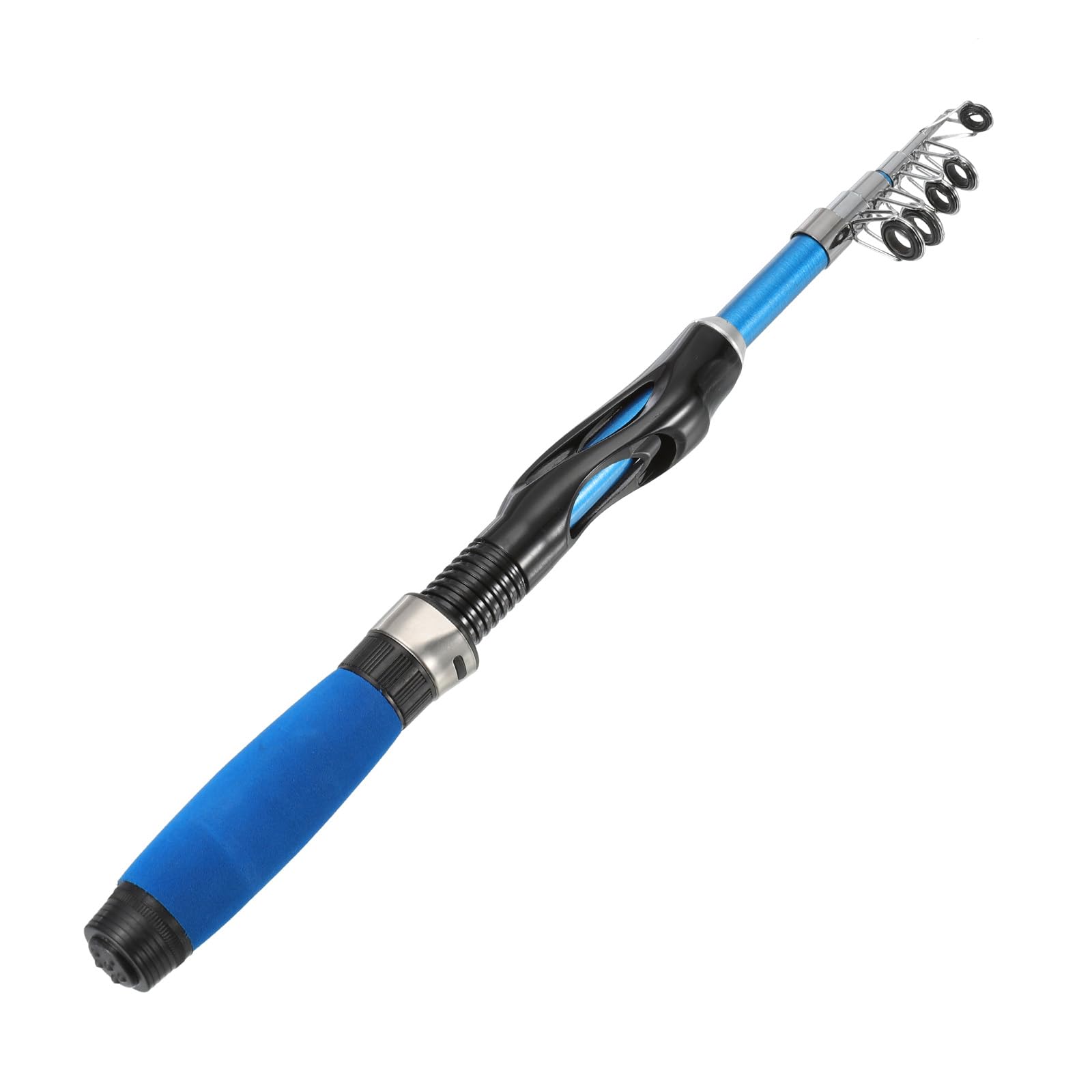 PATIKIL Telescopic Fishing Rod 1.3 m, Fiberglass Portable Mini Fishing Pole Collapsible Fishing Gear for Travel Saltwater Freshwater, Black & Blue