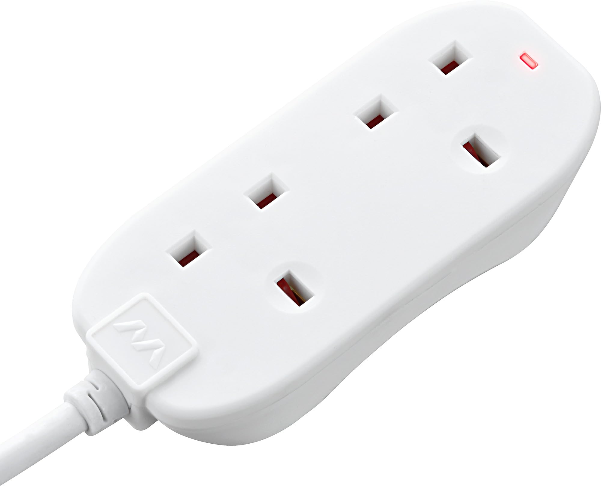 Masterplug Two Socket Double Extension Lead, 10 Metre Cable, Power LED Indicator, Unswitched, 2-Way Plug Extension Cable, Power Strip, Basic Power, White, 13A, 2G, 10m, BTN10N