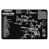TekMat Walter P99 Cleaning Mat / 11 x 17 Thick, Durable, Waterproof/Cutaway Design Handgun Cleaning Mat with Parts Diagram and Instructions/Armorers Bench Mat/Black