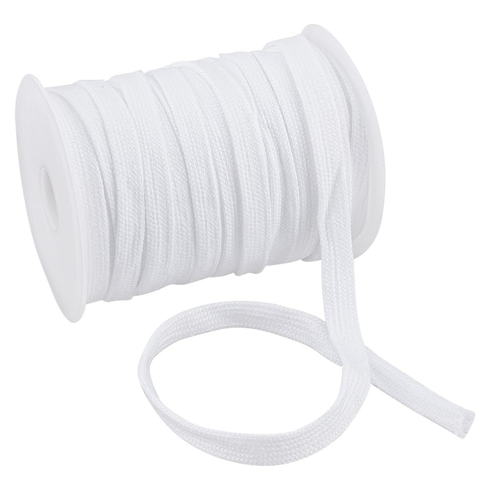 BENECREAT 25m White Flat Polycotton Cords, 12mm Drawstring Cords Replacement Polycotton Cord for Garment Accessories Sports Pants Sweatpants Sweater