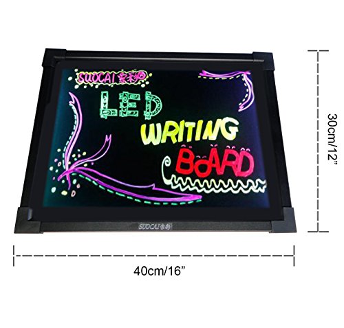 WER Flashing LED Writing Message Board 16" X 12" Illuminated Erasable Neon Menu Writing Board Flashing Neon Board Sign, for Shop and Message Reminding