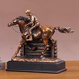 Horse Jockey Figure Bronze Plated Statue Sculpture
