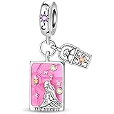 LONGLUCK 925 Sterling Silver Charms for Bracelets Necklaces 5A Cubic Zirconia Tarot Cards Dangle Pendant,Charms Beads Gifts for Women
