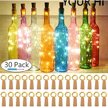 Taiker Wine Bottle Lights with Cork, 30 Pack 20 LED Battery Operated LED Fairy Mini String Lights for DIY, Party, Decor, Christmas, Halloween,Wedding (Warm White)