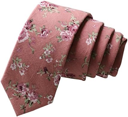 Floral Tie Men's Cotton Printed Flower Neck Tie Skinny Neckties (8550)