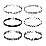 Mudder Choker Necklaces Velvet Choker Black Lace Necklace Gothic Tattoo Choker, 6 Pieces