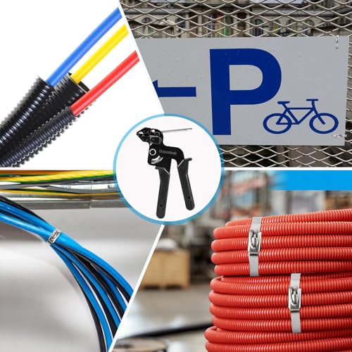 Stainless Steel Cable Tie Gun & Slide Tie Tool, Metal Tie Gun with 200pcs 4.6*270mm Stainless Steel Cable Ties