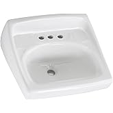 American Standard 0356.015.020 Lucerne Wall-Mount Lavatory Sink with 8-Inch Faucet Spacing, White