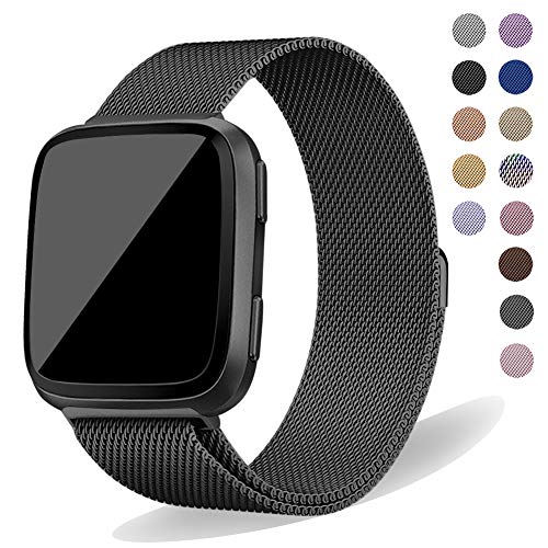 Oitom Fitbit Versa Accessory Replacement Bands Women,Small 5.1"-6.7",Black â€¦