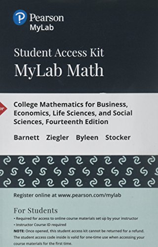 MyLab Math with Pearson eText -- Standalone Access Card -- for College Mathematics for Business, Economics, Life Sciences, and Social Sciences (14th Edition) - Thumbnail 2