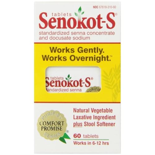 Senokot-S Natural Vegetable Laxative Ingredient Plus Stool Softener, Tablets, 60 tablets image
