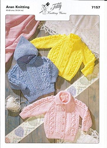 Knitting Pattern for Baby and Toddler's Hooded Jacket and Cardigans. Pattern Number: 7157