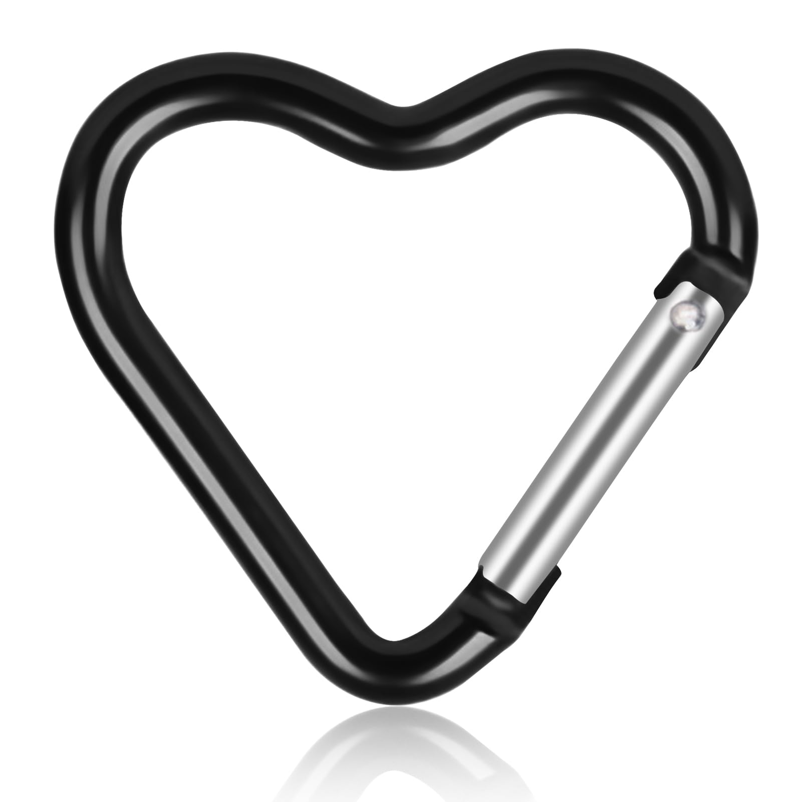 Carabiner Clip, Heart Shaped Buckle Aluminum Alloy Safety Clip Camping Hanging Buckle Water Bottle Chain Clip Climbing Clips Hammock Carabiner for Outdoor Hiking (Black)