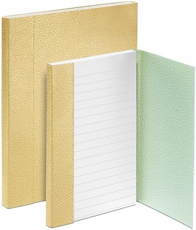 ThinkSpot Faux Leather Covered Tuck Flap Notepad with Bookmark, 4.5X 6 Inches, Yellow (3002)