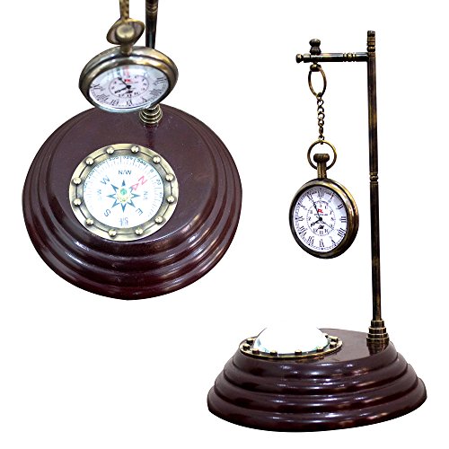 Schoolhouse Clock Solid Wooden Base Brass Pendulum Watch Nautical Brass Metal Clock - Royal Gift Ideas