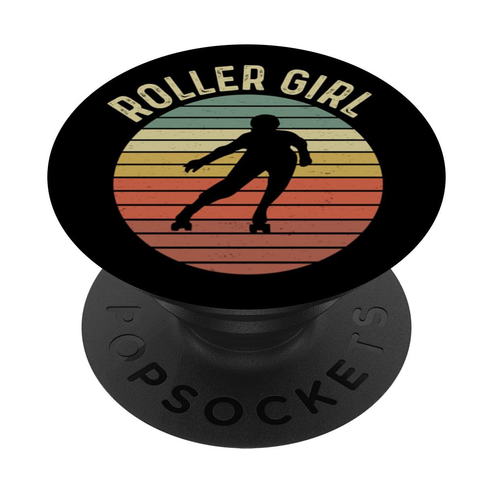 Vintage Retro Roller Girl Skating 70s 80s Skate Derby PopSockets Swappable PopGrip