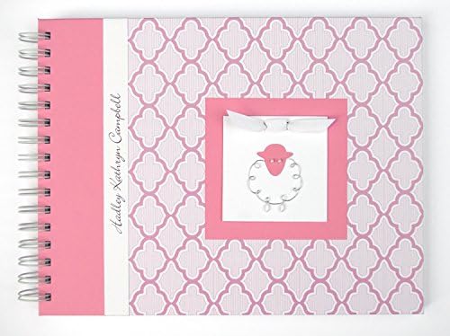 Personalized Baby Memory Book | Lamb Baby Book | Pink Lattice | 20 Designs to Choose from