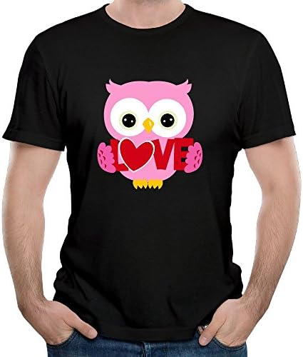 Eighdaj Valentines Day Sweet Love Owl Man Short Sleeve T-Shirts Funny T Shirts