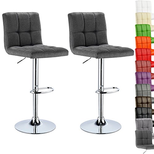 WOLTU Barhocker 2er Set Barstühle Dunkelgrau, Höhenverstellbar, Drehstühle, Küchenstühle mit Rückenlehne und Fußstütze, Robuster Metallrahmen, gemütliche feines Leinen weiche Sitzfläche – Bild 3