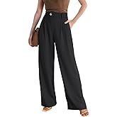 LaiyiVic Women's Wide Leg Dress Pants High Waisted Adjustable Tie Knot Loose Comfy Business Casual Work Trousers with Pockets