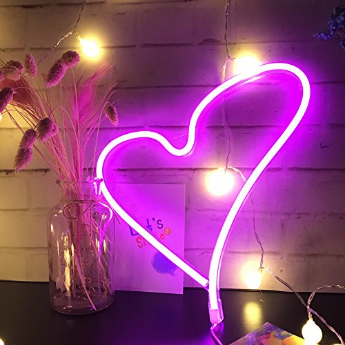 MUMUXI Neon Curve Heart Signs Art Decorative Lights Children's Room/Birthday Party/Holiday/Wedding Decoration (CurveHeart-Pink)