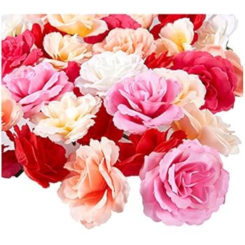 Juvale Artificial Flower Heads - 60-Pack Fake Fabric Flowers for Wedding Decorations, Baby Showers, DIY Crafts, Mixed Colors, 2.7 x 2.7 x 1.6 Inches