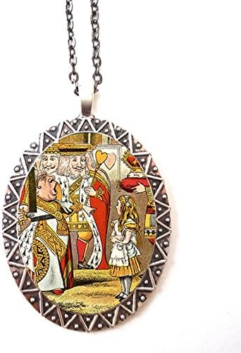 HandmadeAlice in Wonderland Necklace Pendant Queen of Hearts Lewis Carroll Book