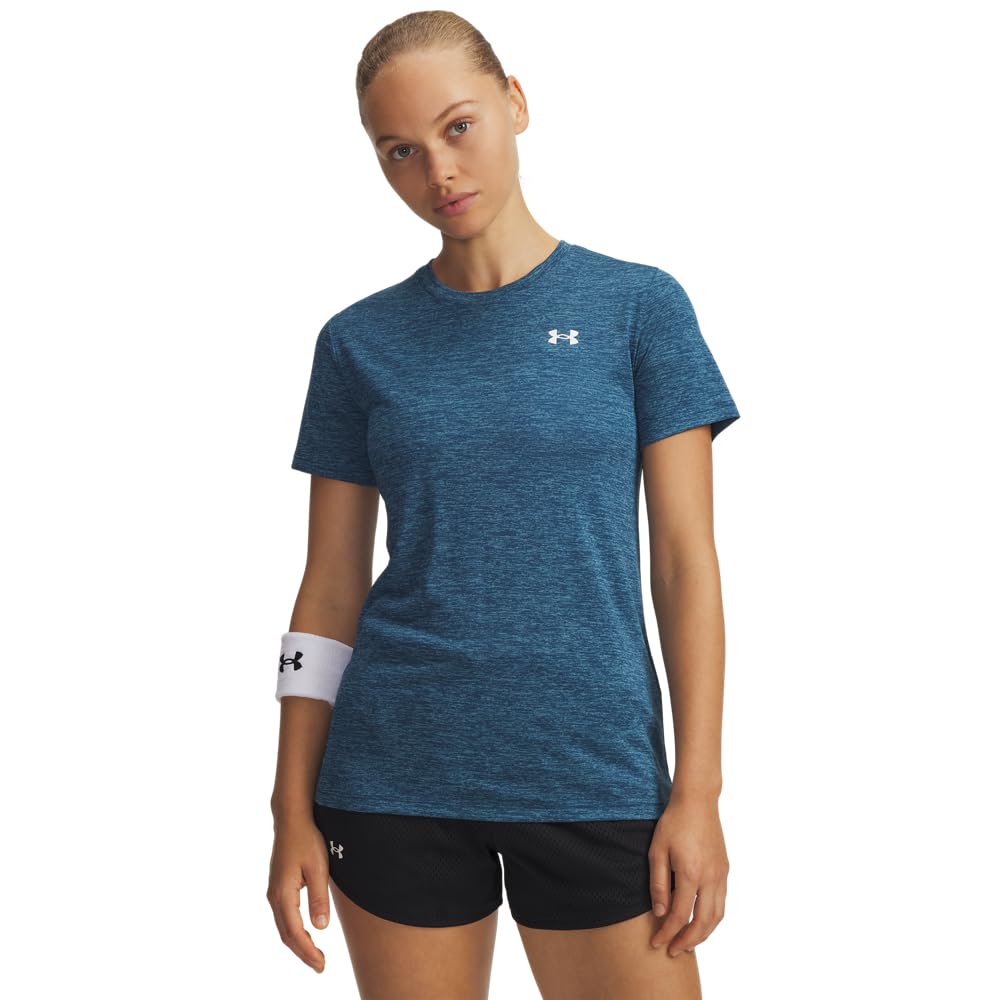 Under Armour Women's Tech Twist Short Sleeve Crew, (498) Wham Blue / / White, X-Large Image
