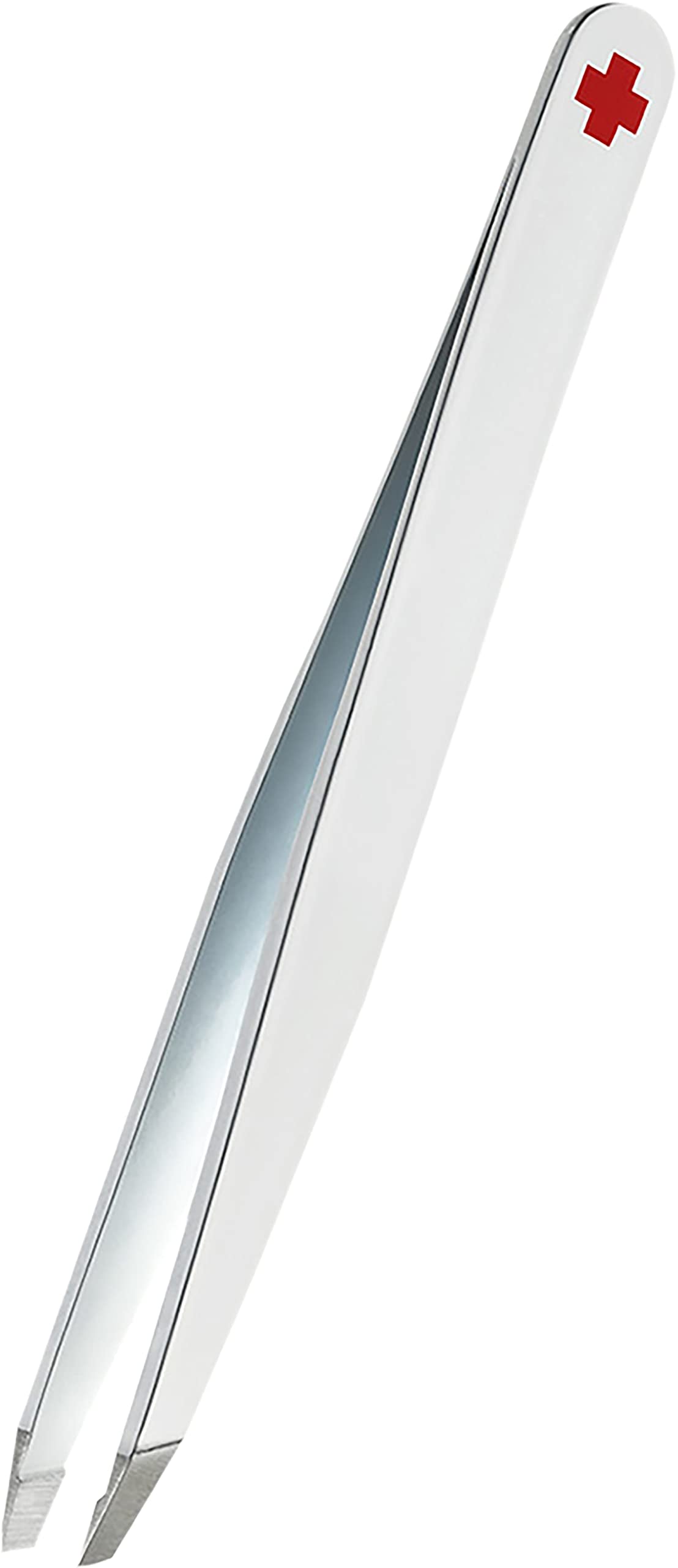 Rubis Classic Collection with Anti-Slip Coating - Professional Eyebrow Tweezers Slanted Tip - Slanted Tweezers for Eyebrow Plucking and Hair Removal - White